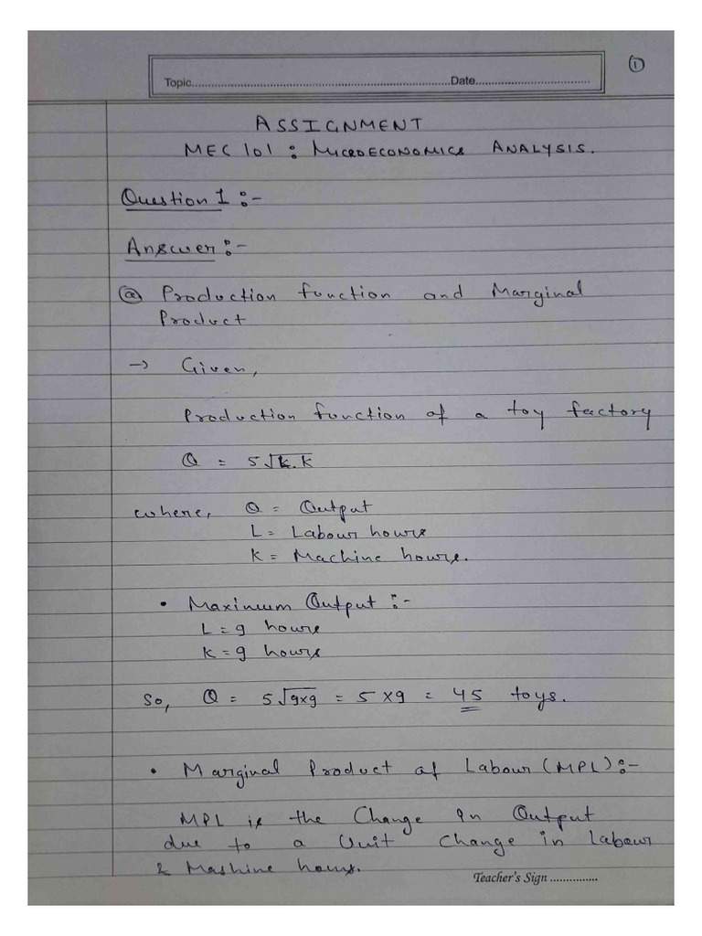 MEC 101 Assignment Overview 2024-25 | PDF
