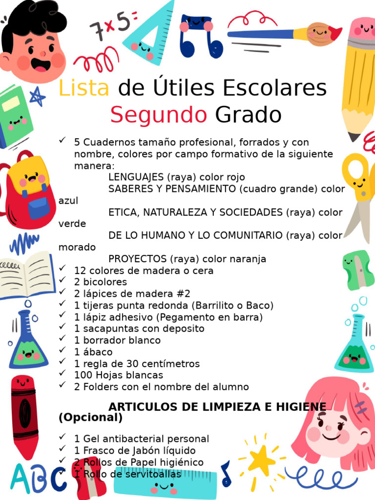 Utiles Escolares Segundo Grado | PDF