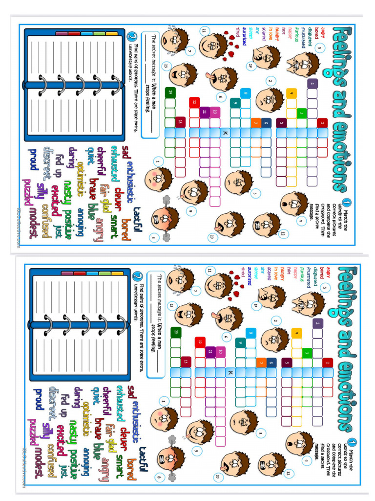 Feelings Crossword PDF