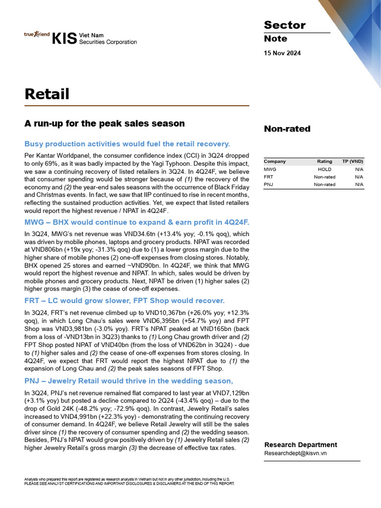 Retail Note Non Rated A Run Up For The Peak Sales Season | PDF ...