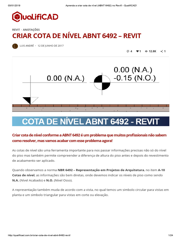 Cota de Nível ABNT 6492 no Revit | PDF