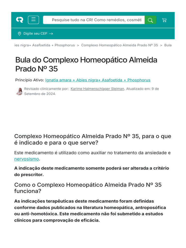 Bula do Almeida Prado Nº 35: Indicações e Uso | PDF | Homeopatia ...
