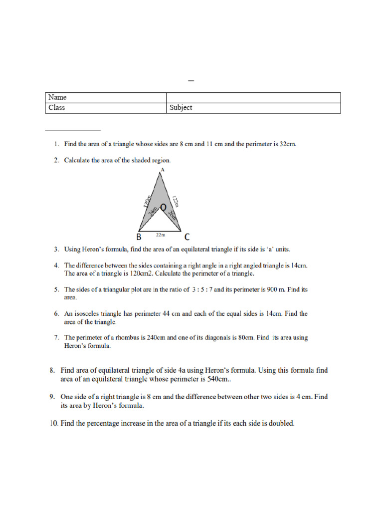 Herons Formula Poly IX WS.1718345959 | PDF