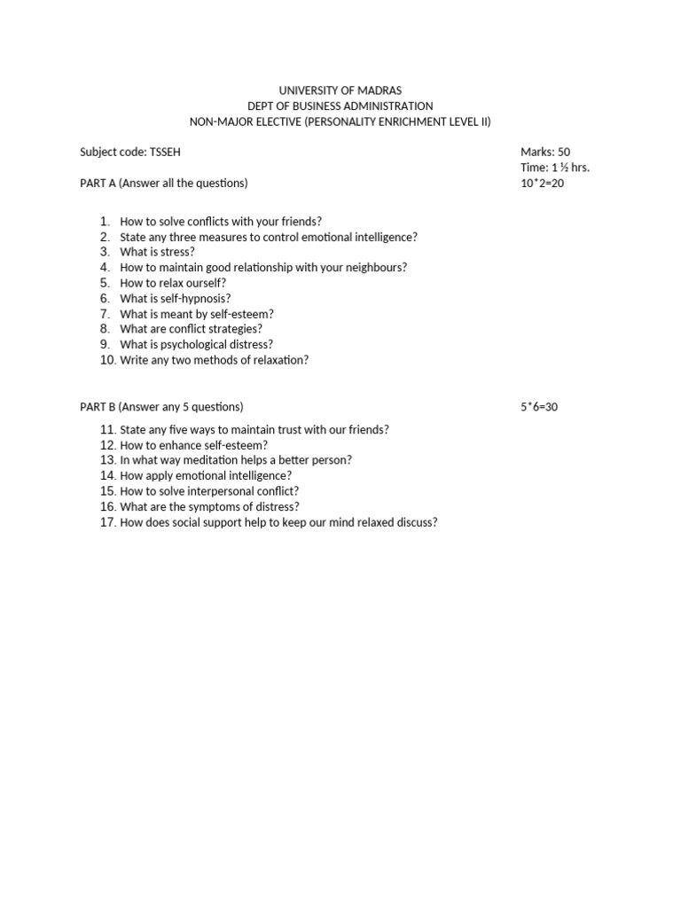 Personality Development Exam 2023 | PDF