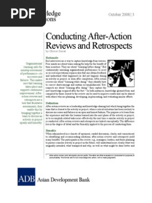 Conducting After-Action Reviews and Retrospects