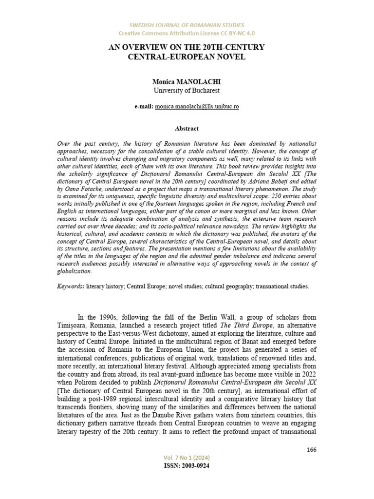 Central European Novel in the 20th Century | PDF | Central Europe | Novels