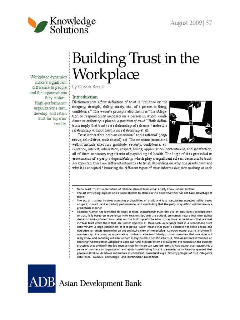 Building Trust in the Workplace | PDF | Asian Development Bank | Trust ...
