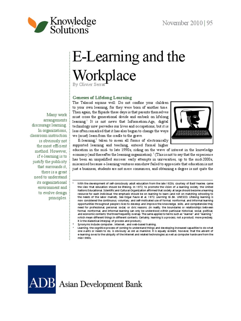 E-Learning and The Workplace | PDF | Educational Technology | Asian ...