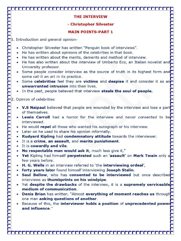 the-interview-class-12-part-1 | PDF