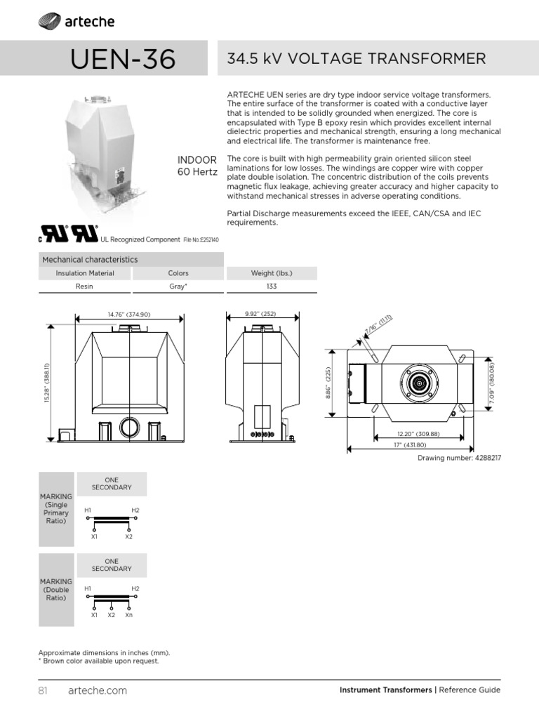 34.5 kV Voltage Transformer Guide | PDF | Transformer | Electricity