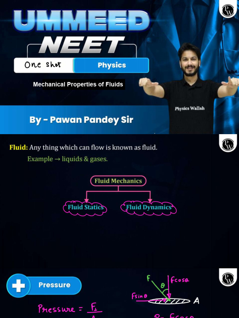 Mechanical Properties of Fluids - Class Notes - Ummeed NEET 2024 | PDF