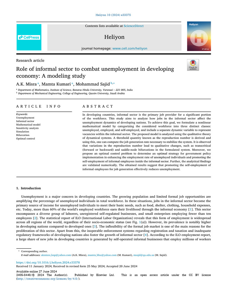 Informal Sector's Role in Reducing Unemployment | PDF | Employment ...