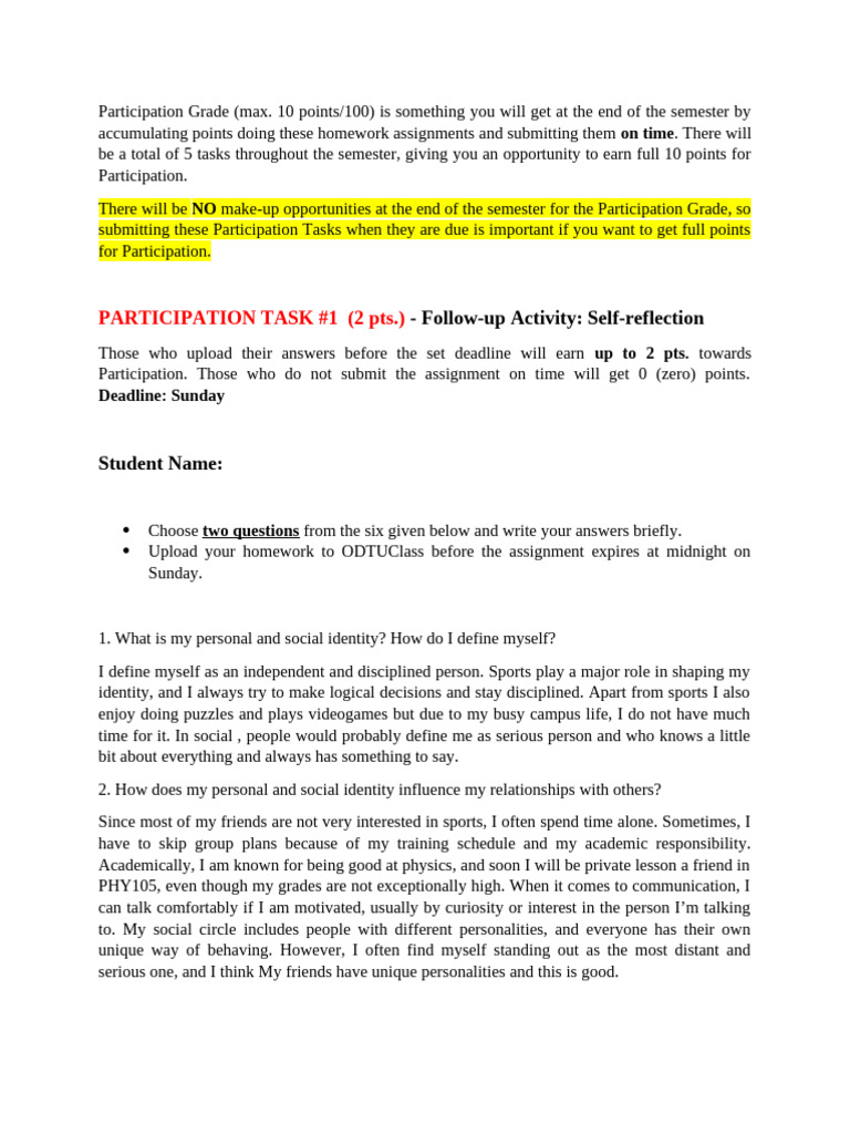 Participation Task 1 | PDF | Bias | Psychological Concepts
