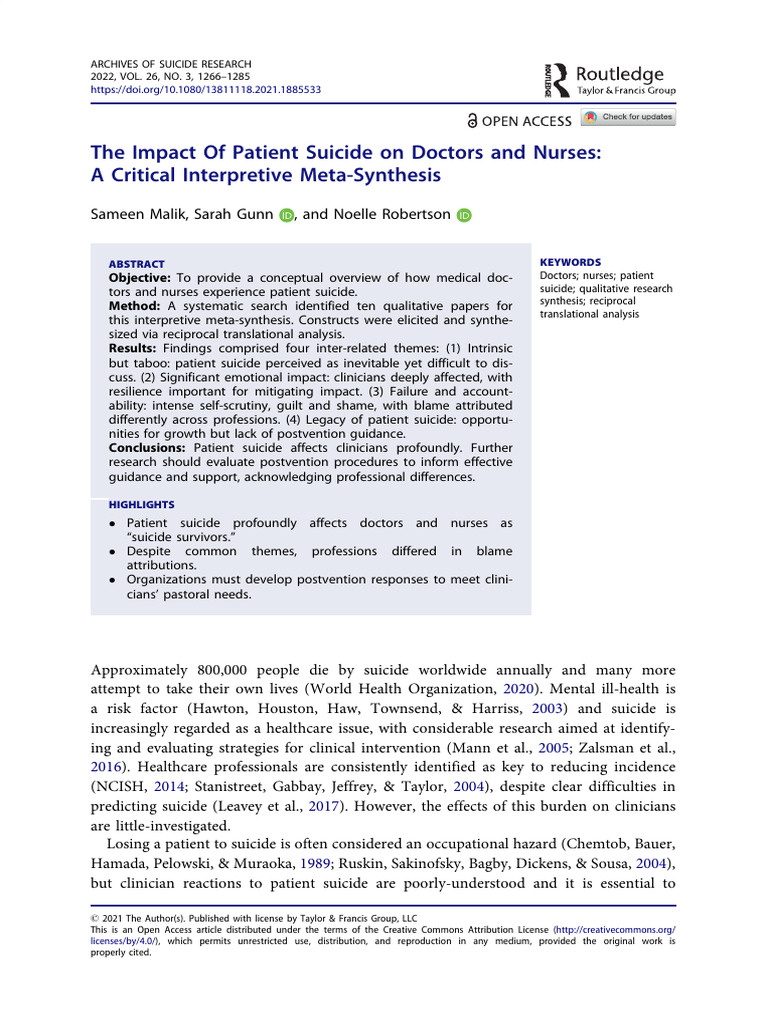 3b_The Impact Of Patient Suicide on Doctors and Nurses | PDF ...