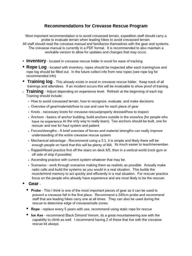 Crevasse Rescue Program Guidelines | PDF | Knot