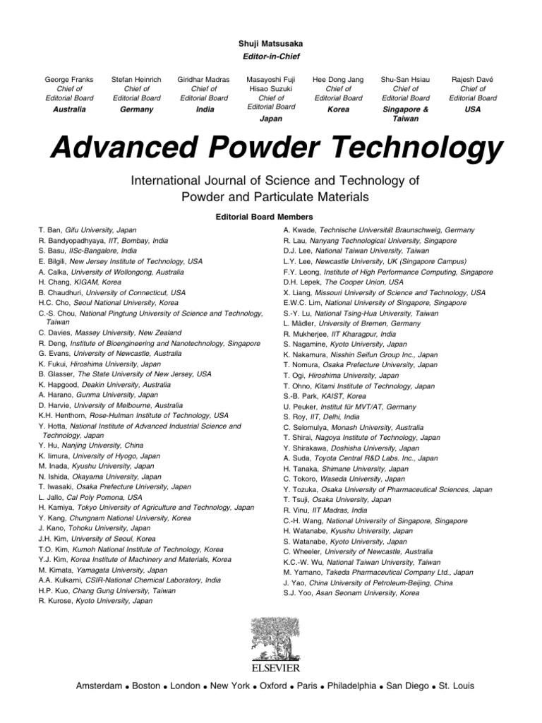 Editorial Board Members of Advanced Powder Technology | PDF