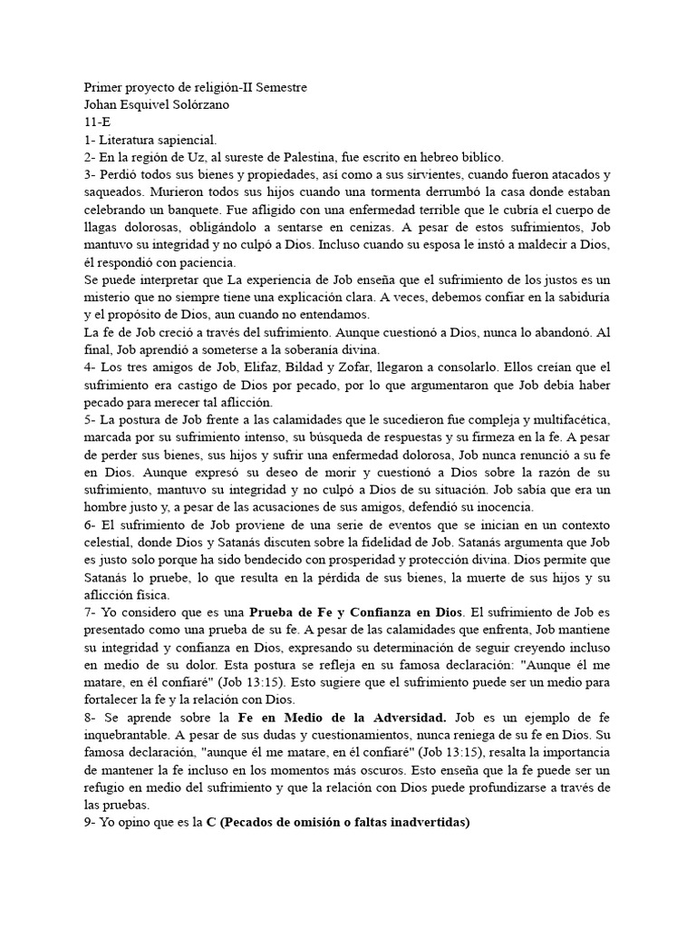 Lecciones de Fe en el Libro de Job | PDF | Libro de trabajo | Sufrimiento