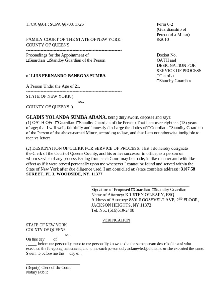 Guardianship Form 6-2 for Minors | PDF | Civil Law (Common Law ...