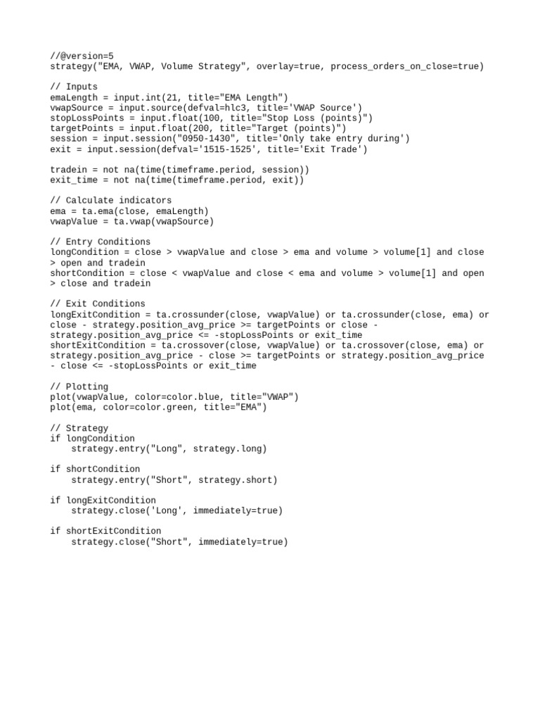 EMA and VWAP Trading Strategy Guide | PDF