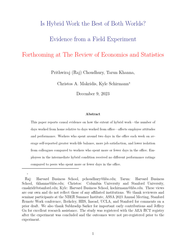 Impact of Hybrid Work on Employee Satisfaction | PDF | Employment ...