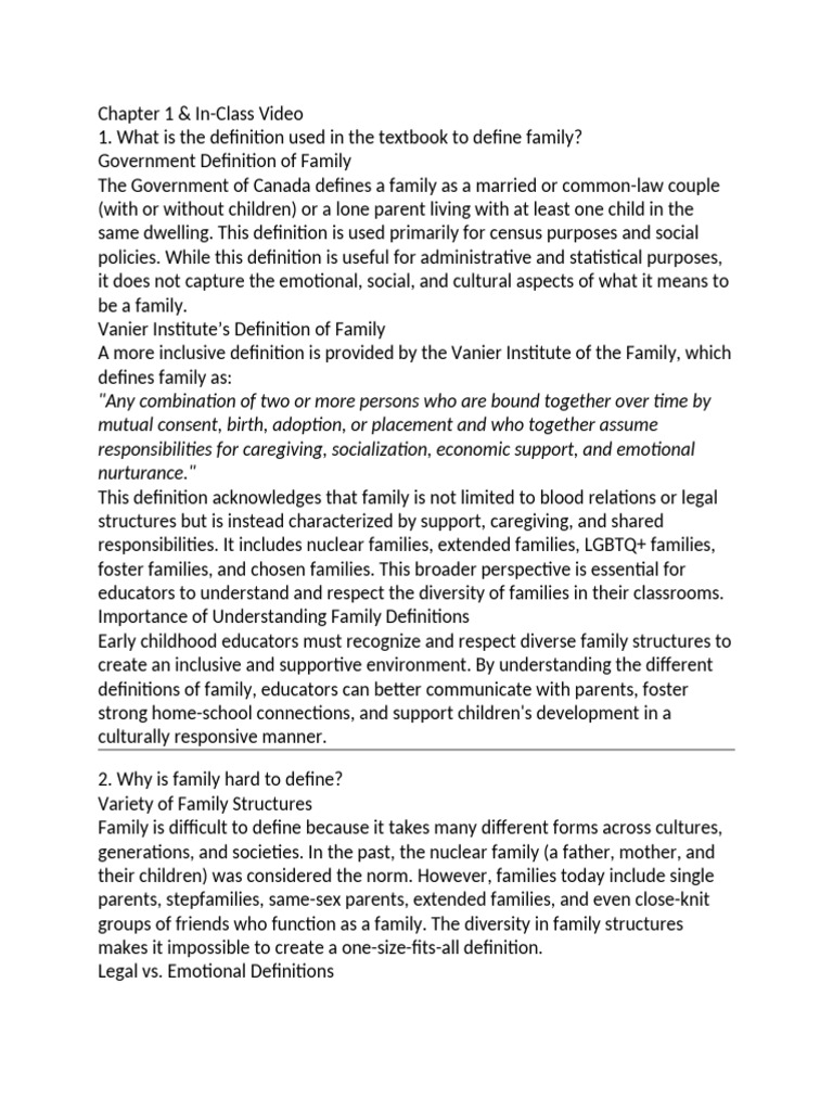 Understanding Diverse Family Definitions | PDF | Family | Psychological ...