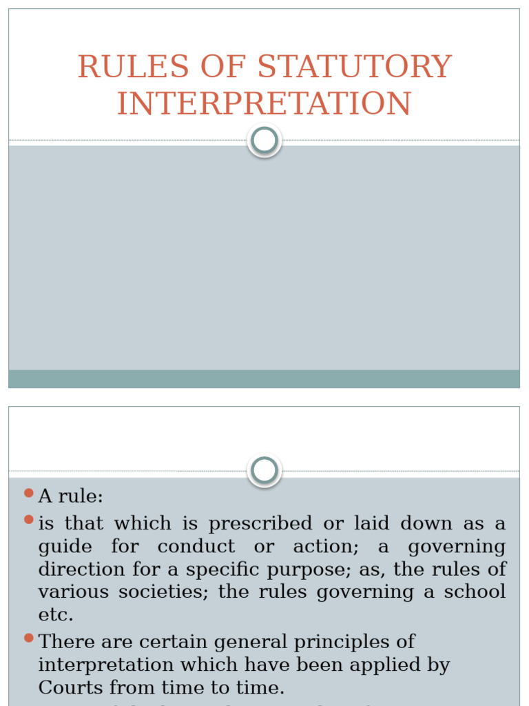 Statutory Interpretation Rules Overview | PDF | Statutory ...