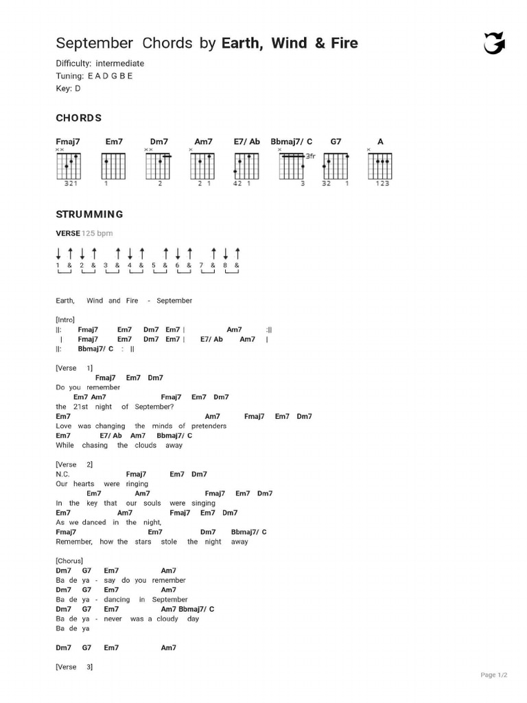 September Chords | PDF