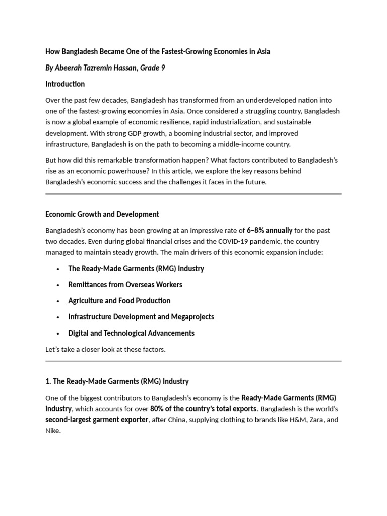 Bangladesh's Economic Growth Journey | PDF | Bangladesh | Infrastructure