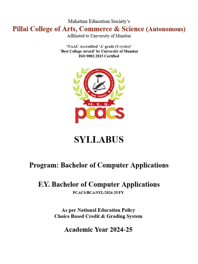 FY BCA Syllabus 2024-25 Overview | PDF | Matrix (Mathematics ...