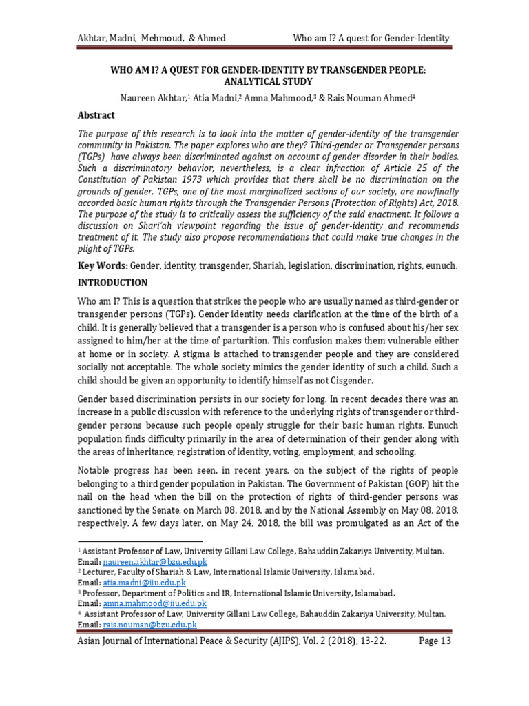2.A Quest of Gender Identity by TGPs | PDF | Transgender | LGBTQIA+ Studies