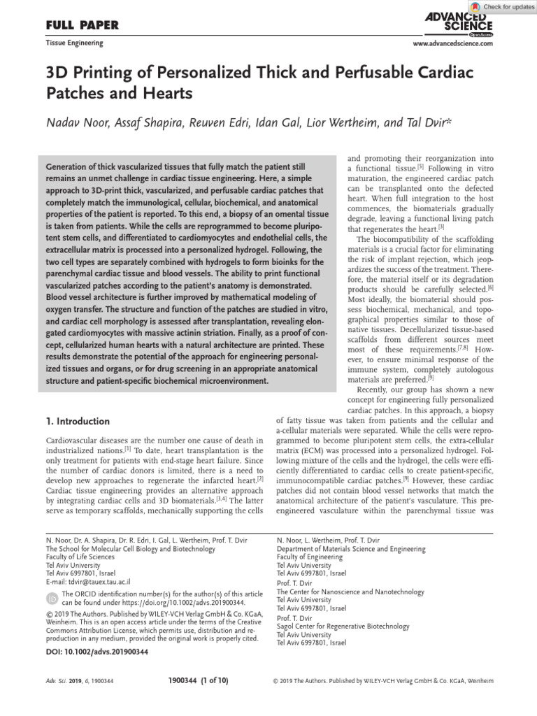 3D Printing Personalized Cardiac Patches | PDF | Tissue Engineering | Heart