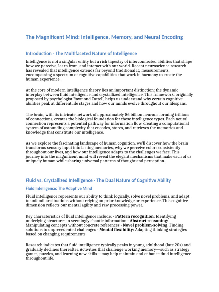 Brain Memory Intelligence Presentation | PDF | Memory | Neuroplasticity