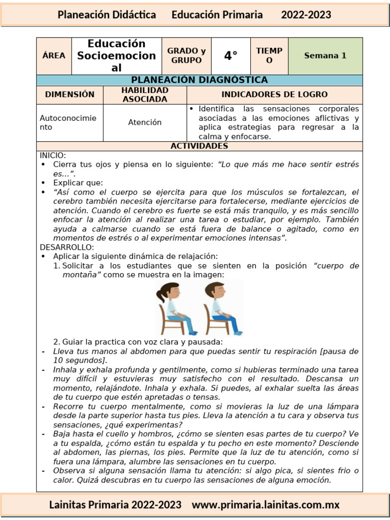 Septiembre - 4to Grado Educación Socioemocional (2022-2023) | PDF | Las ...