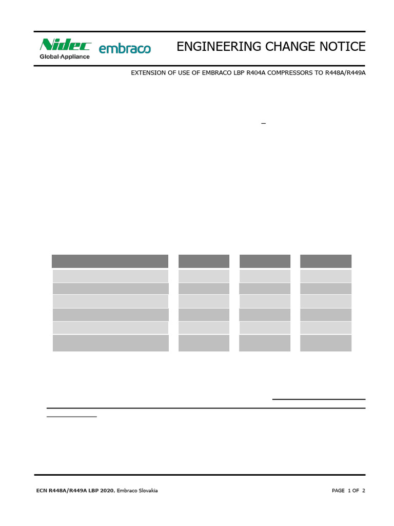R448A/R449A Use in Embraco Compressors | PDF | Engineering ...