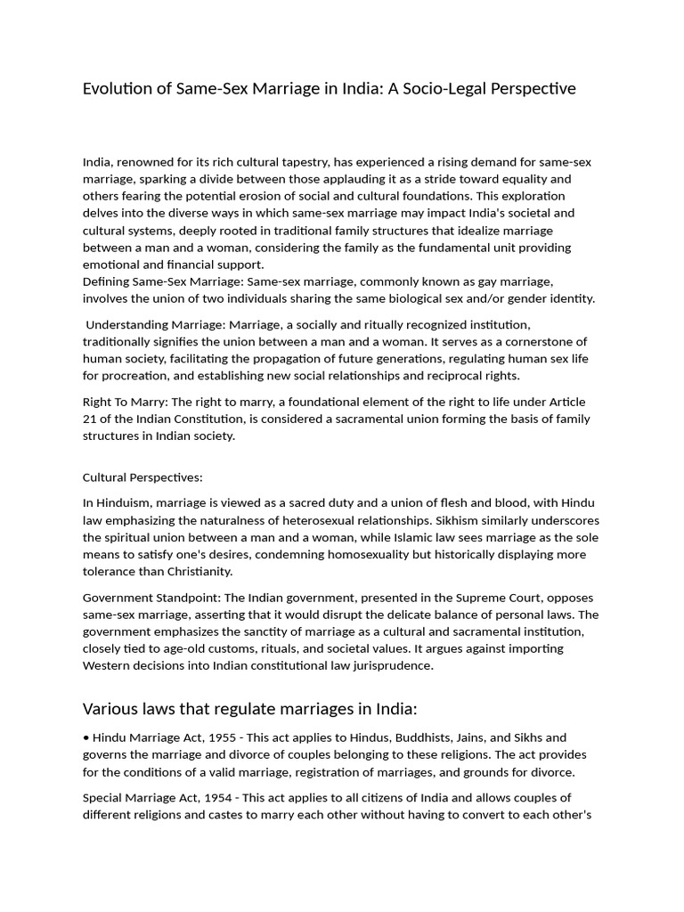 Same-Sex Marriage Evolution in India | PDF | Marriage | Justice