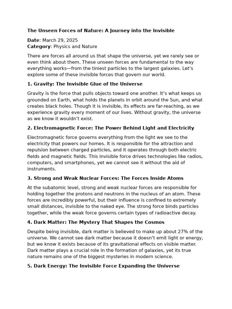 The Unseen Forces of Nature PDF Force Universe