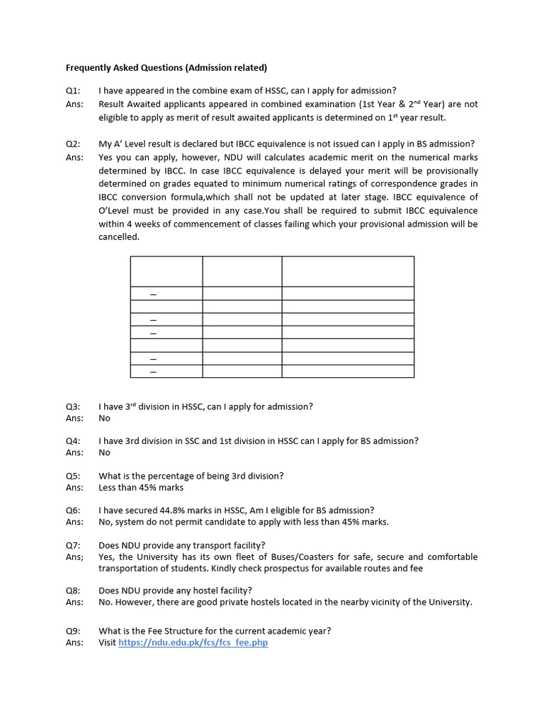 NDU Admission Requirements Overview | PDF | Course Credit | Thesis