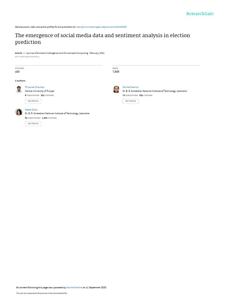 The Emergence of Social Media Data and Sentiment Analysis in Election ...