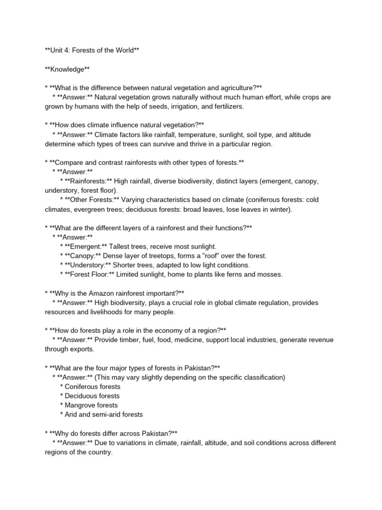 Unit 4 Forests Of The World Pdf Forests Rainforest