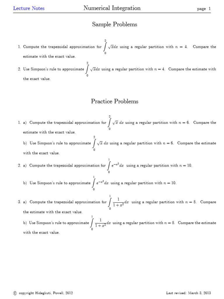 Numerical 1 | PDF | Integral | Asymptotic Analysis