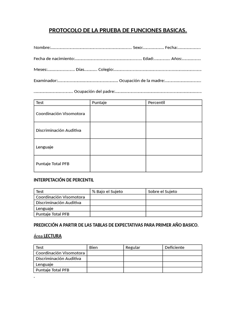 Protocolo de Prueba de Funciones Básicas | PDF
