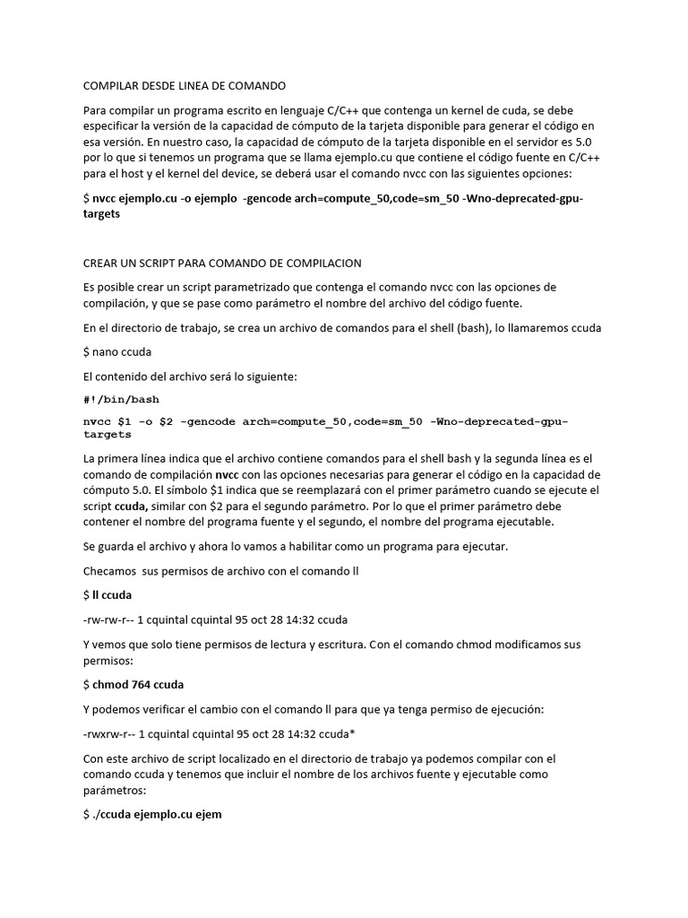 Compilación de CUDA en C/C++ con Script | PDF