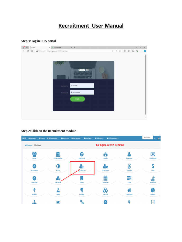 HRIS Recruitment User Manual Guide | PDF