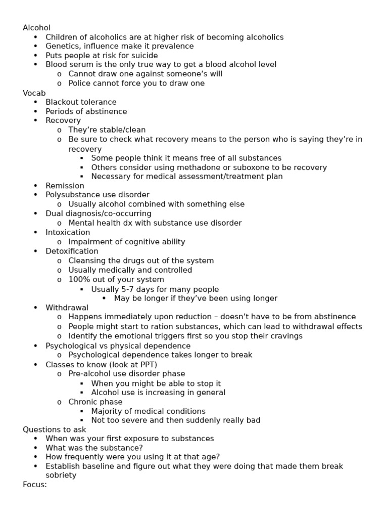 Nursing Notes: Alcohol and Drug Use | PDF | Alcoholism | Substance ...