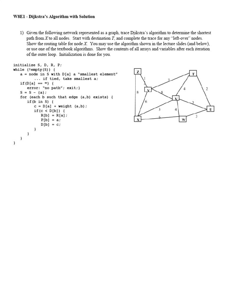 W8E1 - Dijkstra's Algorithm With Solution | PDF | Computational ...