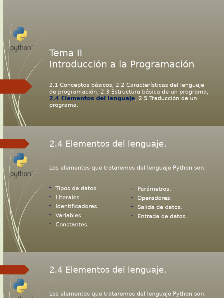 Elementos del Lenguaje Python | PDF | Lenguaje de programación | Tipo ...