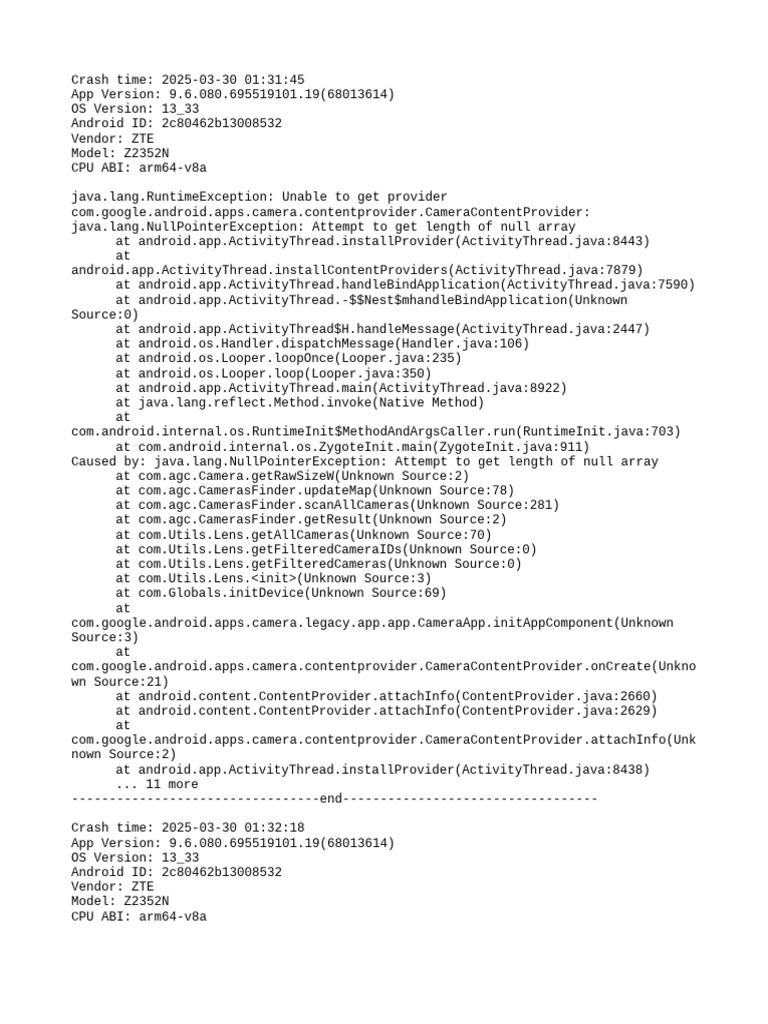 Camera App Crash Report Analysis | PDF | Software Development ...