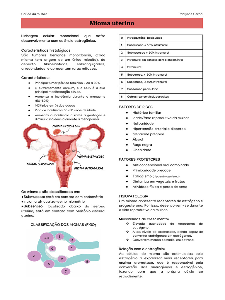 Miomatose uterina | PDF | Neoplasmas | Medicina Clínica