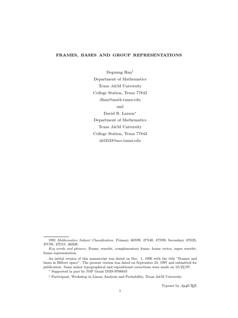 Frames, Bases and Group Representations PDF Basis (Linear Algebra