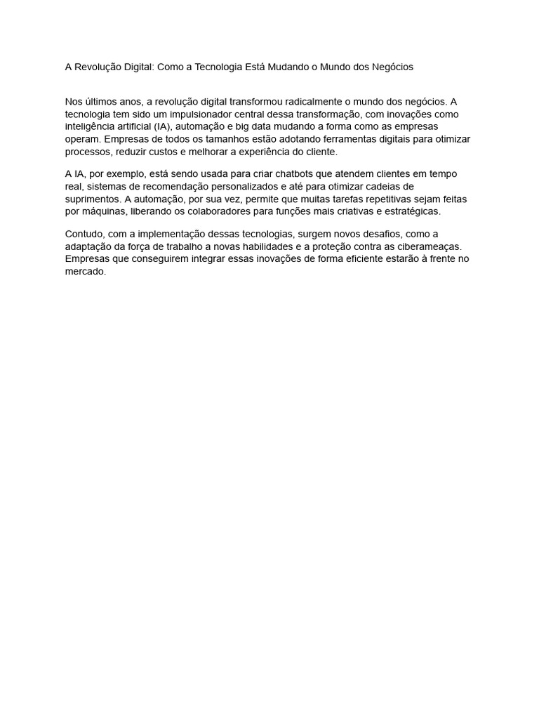 A Revolução Digital - Como A Tecnologia Está Mudando o Mundo Dos ...
